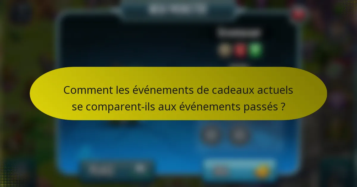 Comment les événements de cadeaux actuels se comparent-ils aux événements passés ?