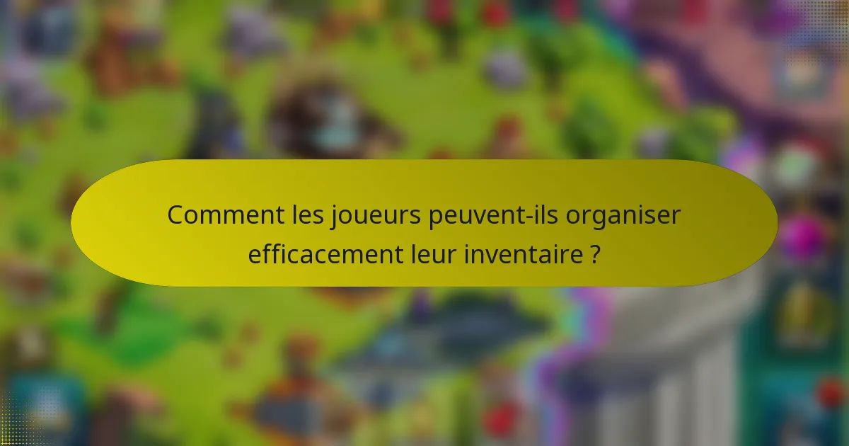 Comment les joueurs peuvent-ils organiser efficacement leur inventaire ?