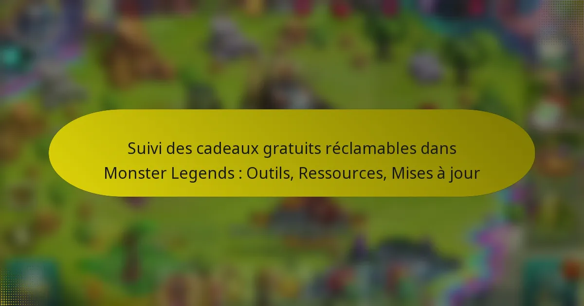 Suivi des cadeaux gratuits réclamables dans Monster Legends : Outils, Ressources, Mises à jour